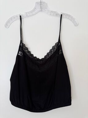 Sunday Best Aritzia Black Scoop Neck Lace Trim Tank Medium